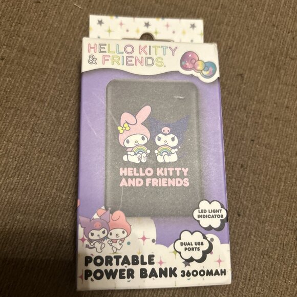 Hello Kitty & Friends Portable Power Bank 3600MAH Black Dual USB New In Box - Picture 1 of 11